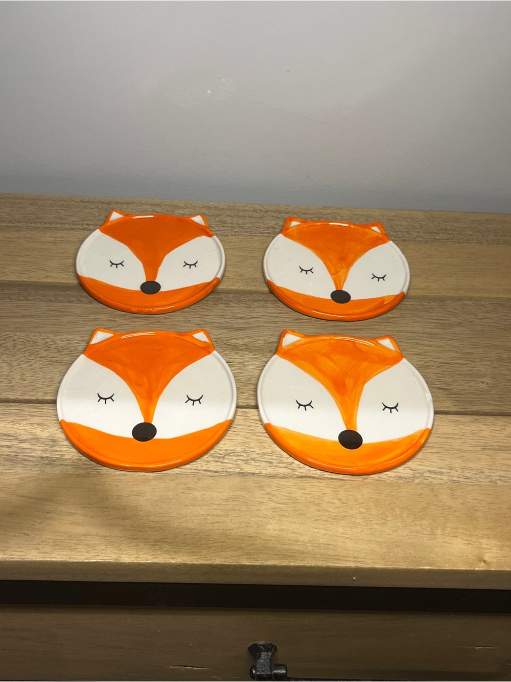 FOX Ceramic Coaster Set - 4 Pieces **1 has a chip